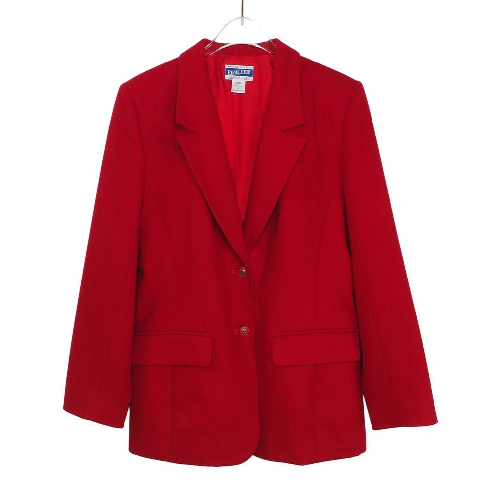 Vintage Pendleton Wool Red Blazer Jacket with Gold Buttons Size Medium